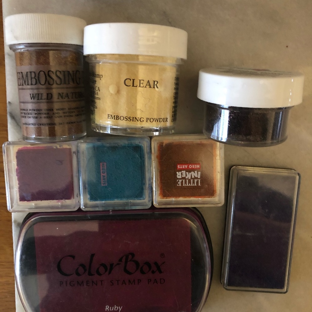 Stamp ink pads and embossing powder